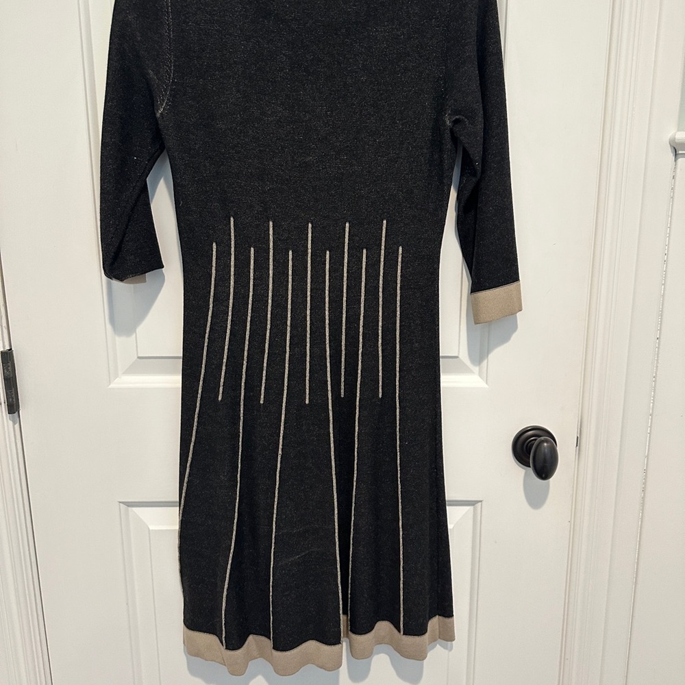 Elegant Black Knit Dress with Beige Accents